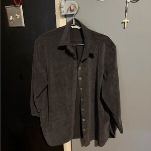 Zara Ribbed Dark Gray Collared Jacket